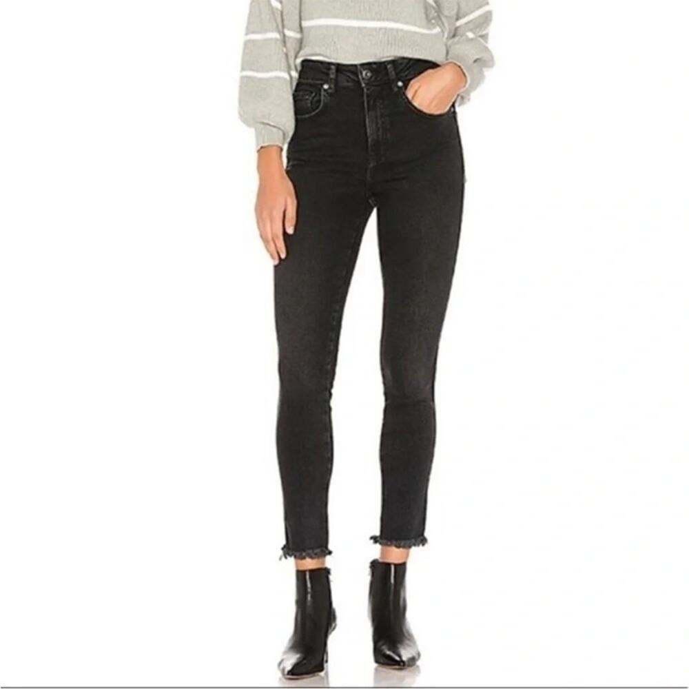 Free People We The Free High Rise Skinny Jeggings Washed Black Denim Size 27